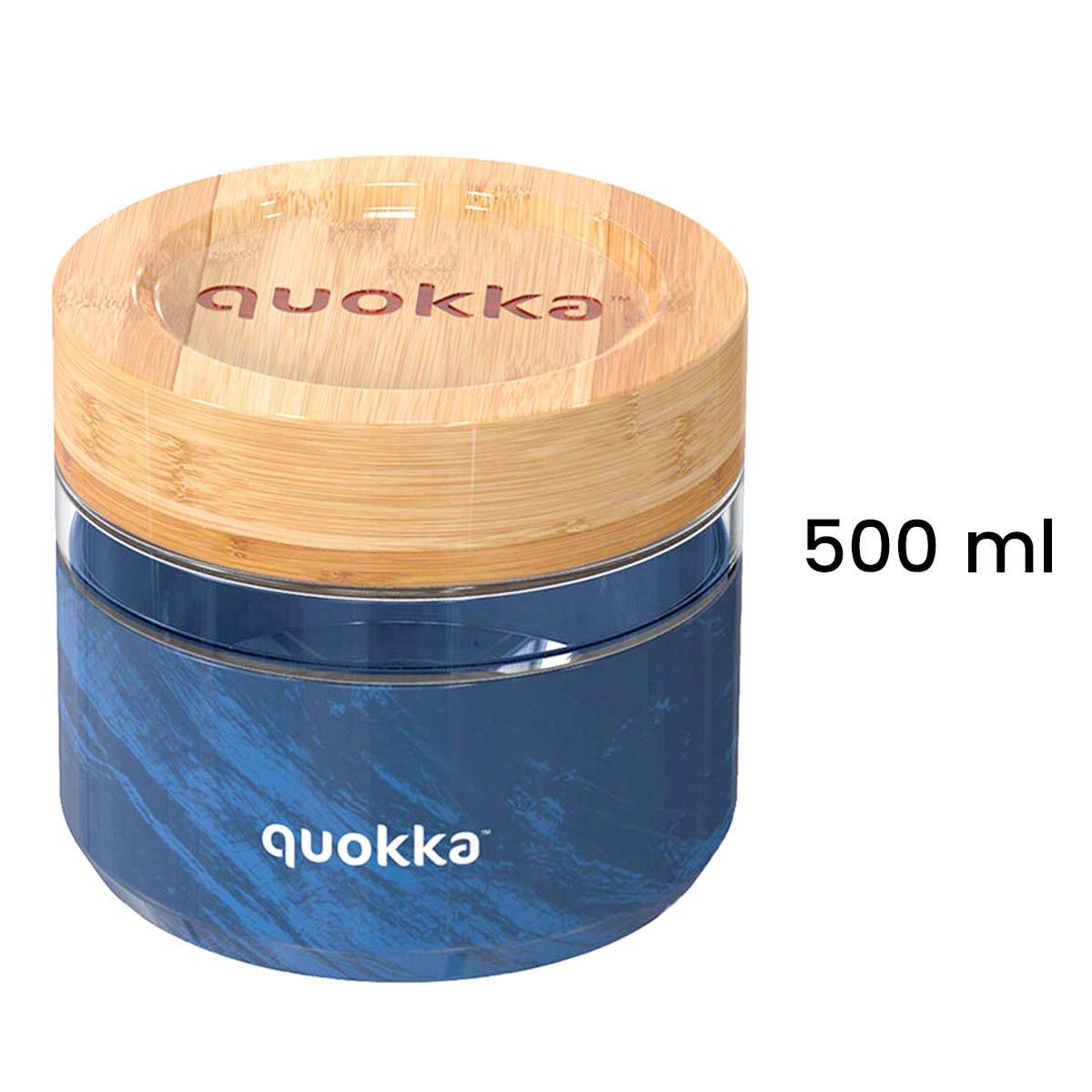 Récipient Alimentaire 500ml Déco Grain du Bois avec Couvercle en Bambou-4