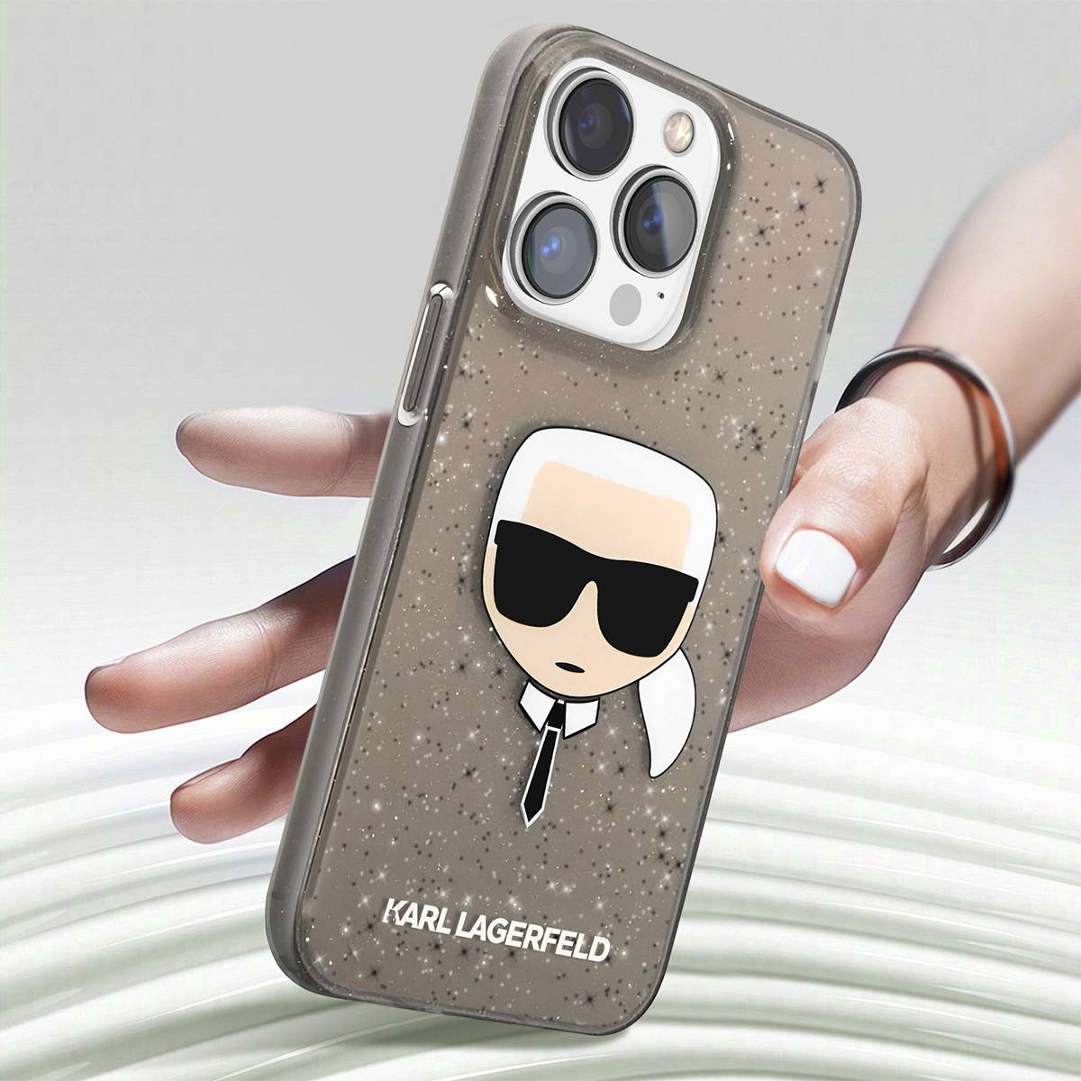 Coque pour Apple iPhone 13 Pro Translucide Pailletée Karl-3