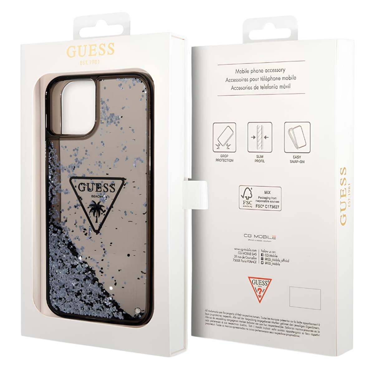Coque pour Apple iPhone 14 Glitter Palm à paillettes-4