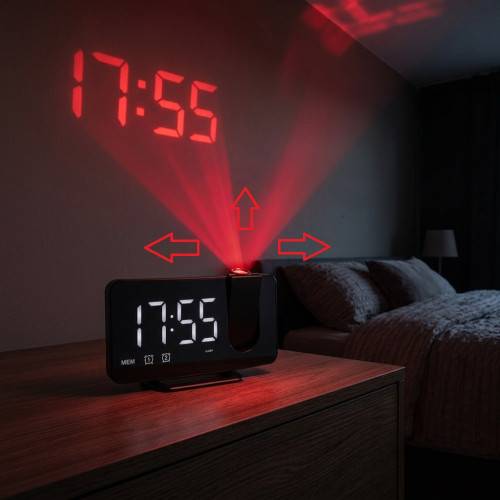 Radio-réveil projecteur design noir-2