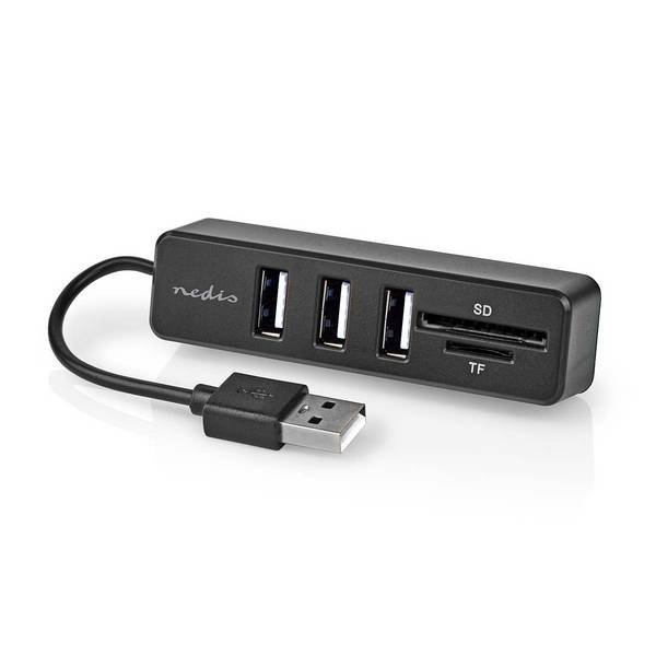Hub USB-A 2.0 avec Ports Lecteur de Carte SD et microSD Compact et Durable