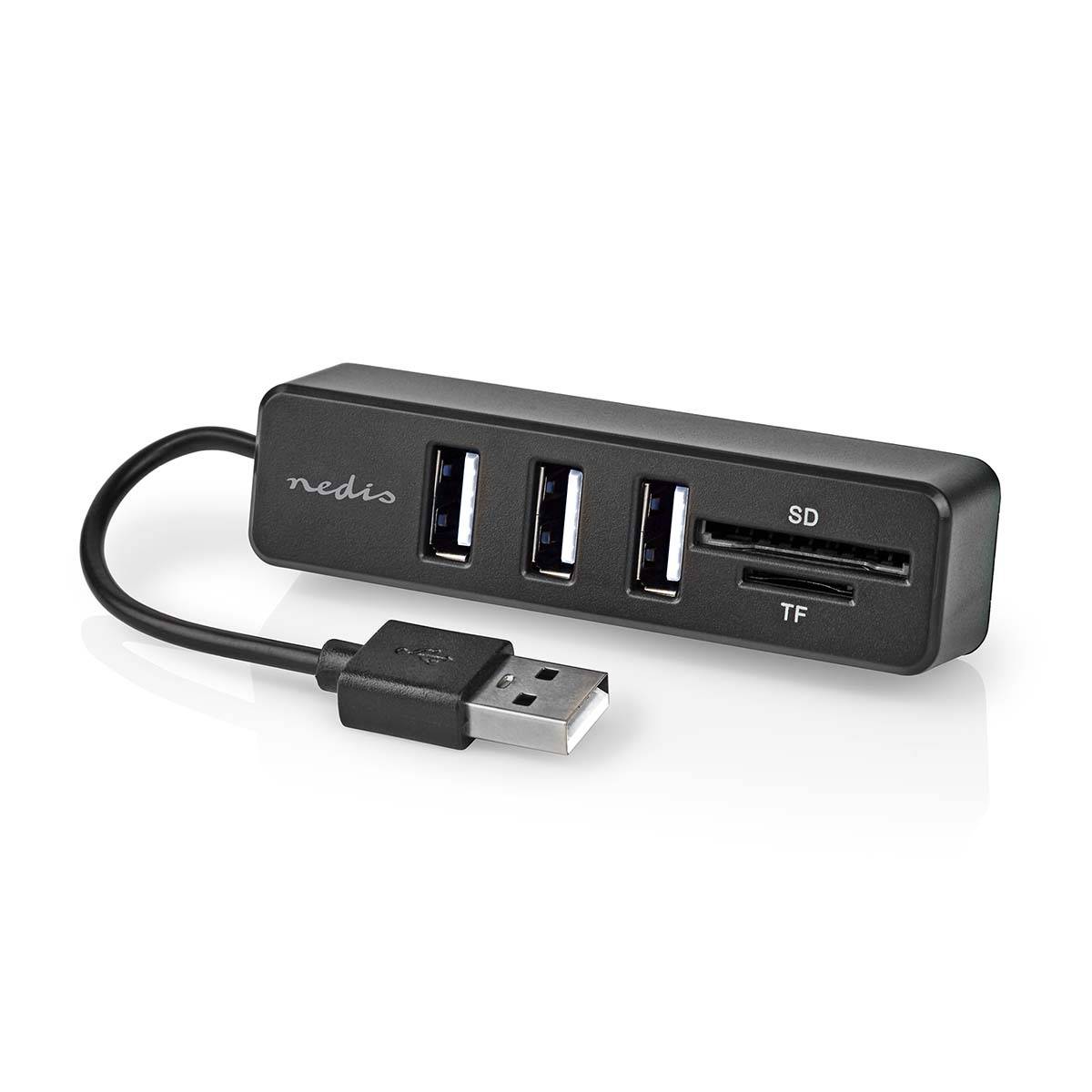 Hub USB-A 2.0 avec Ports Lecteur de Carte SD et microSD Compact et Durable-0