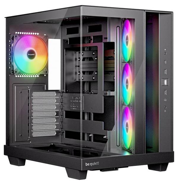 be quiet! Light Base 500 Noir | Boîtier PC ARGB vitré, Mini ITX / Micro ATX / ATX, 4 ventilateurs Light Wings LX 120 mm,