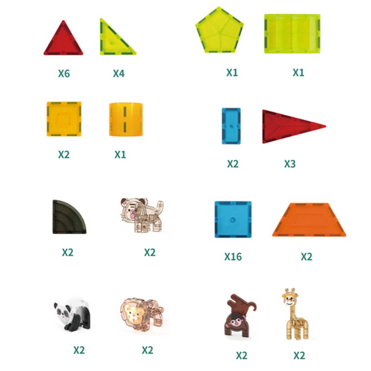 Jeu de construction magnétique de 50 pcs - Modèle Jungle-2