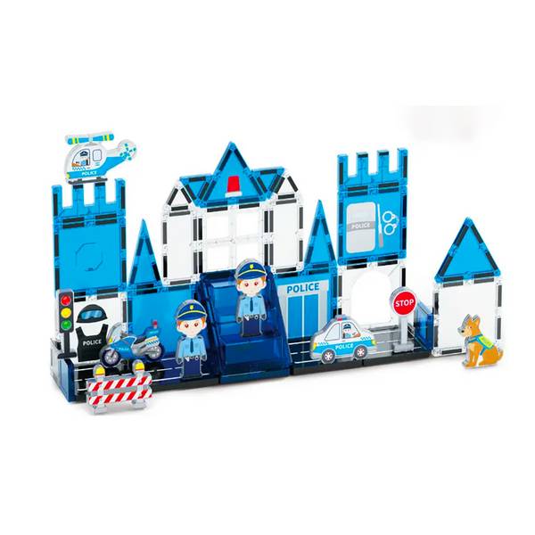 Jeu Construction Magnétique pour Enfant Thème Police 42 pièces Solide