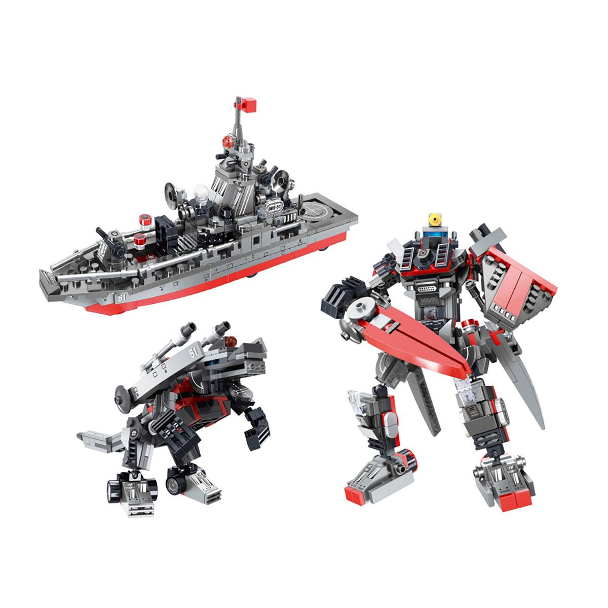 Jeu de Construction 3 en 1 Robot Animal Navire 418 Pièces Transformable-0