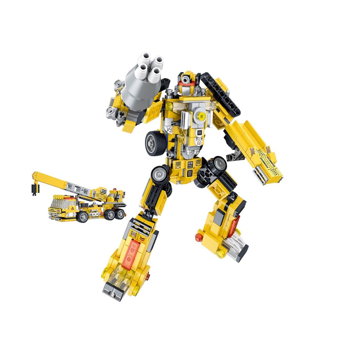 Jeu de Construction 10 en 1 Robot Véhicules Chantier 721 Briques Assemblable-0