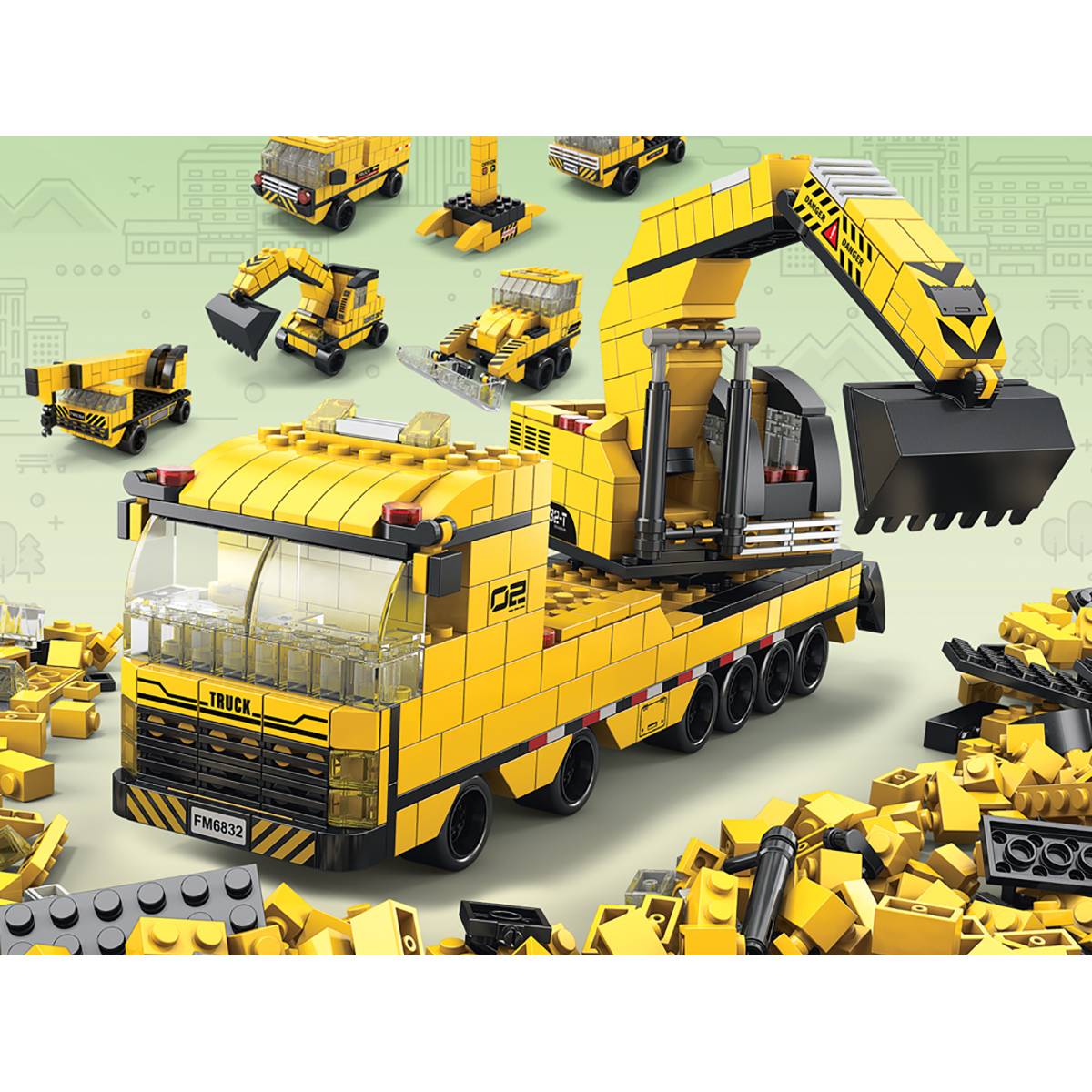 Jeu Construction 6 en 1 Thème Chantier 1000 Briques Assemblable-2