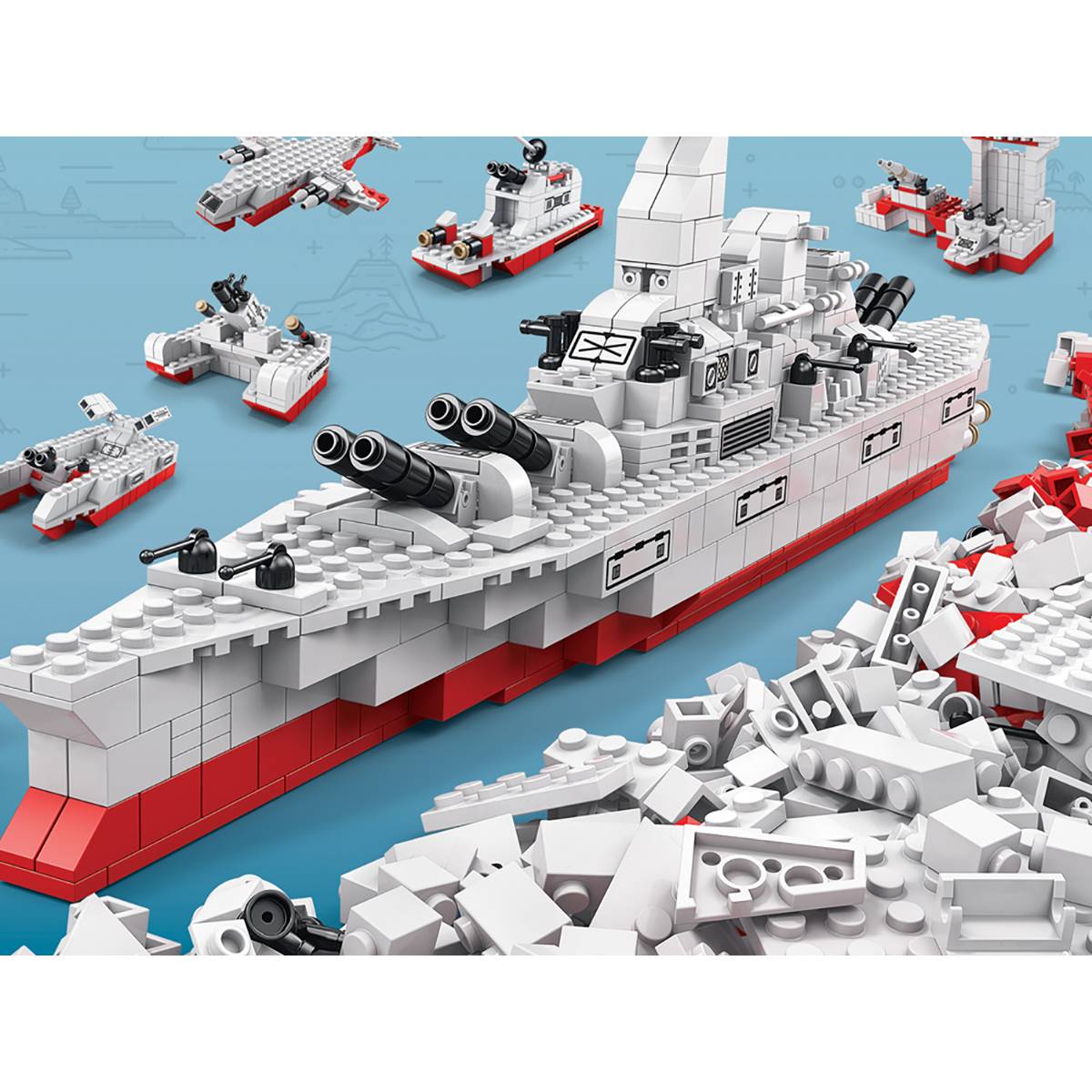 Jeu de Construction 6 en 1 Thème Militaire 1000 pièces Assemblable-2