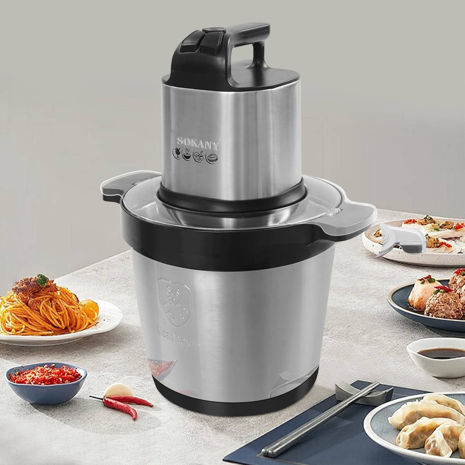 Hachoir Électrique en Inox pour Viande avec Bol 10L Vitesse Rapide-1