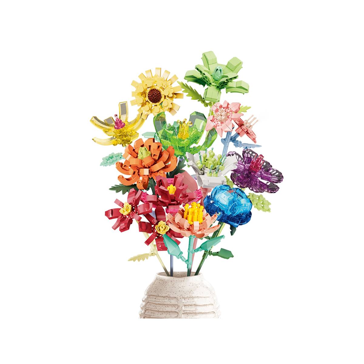Jeu de Construction 12 en 1 Bouquet Fleurs 1001 Briques Assemblable-0