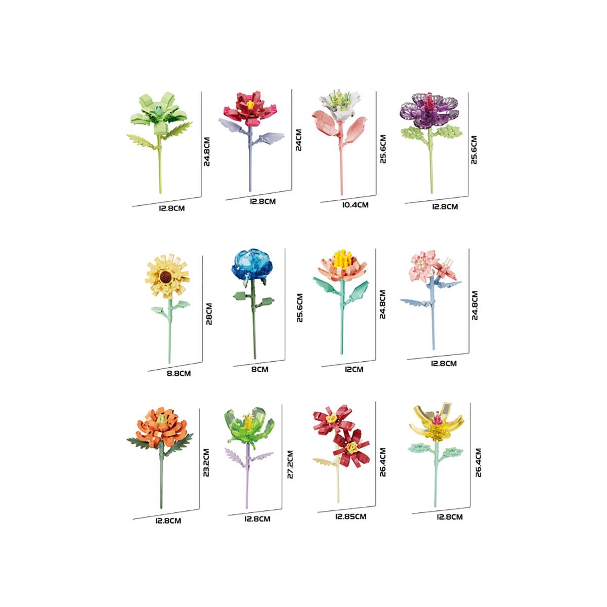 Jeu de Construction 12 en 1 Bouquet Fleurs 1001 Briques Assemblable-1