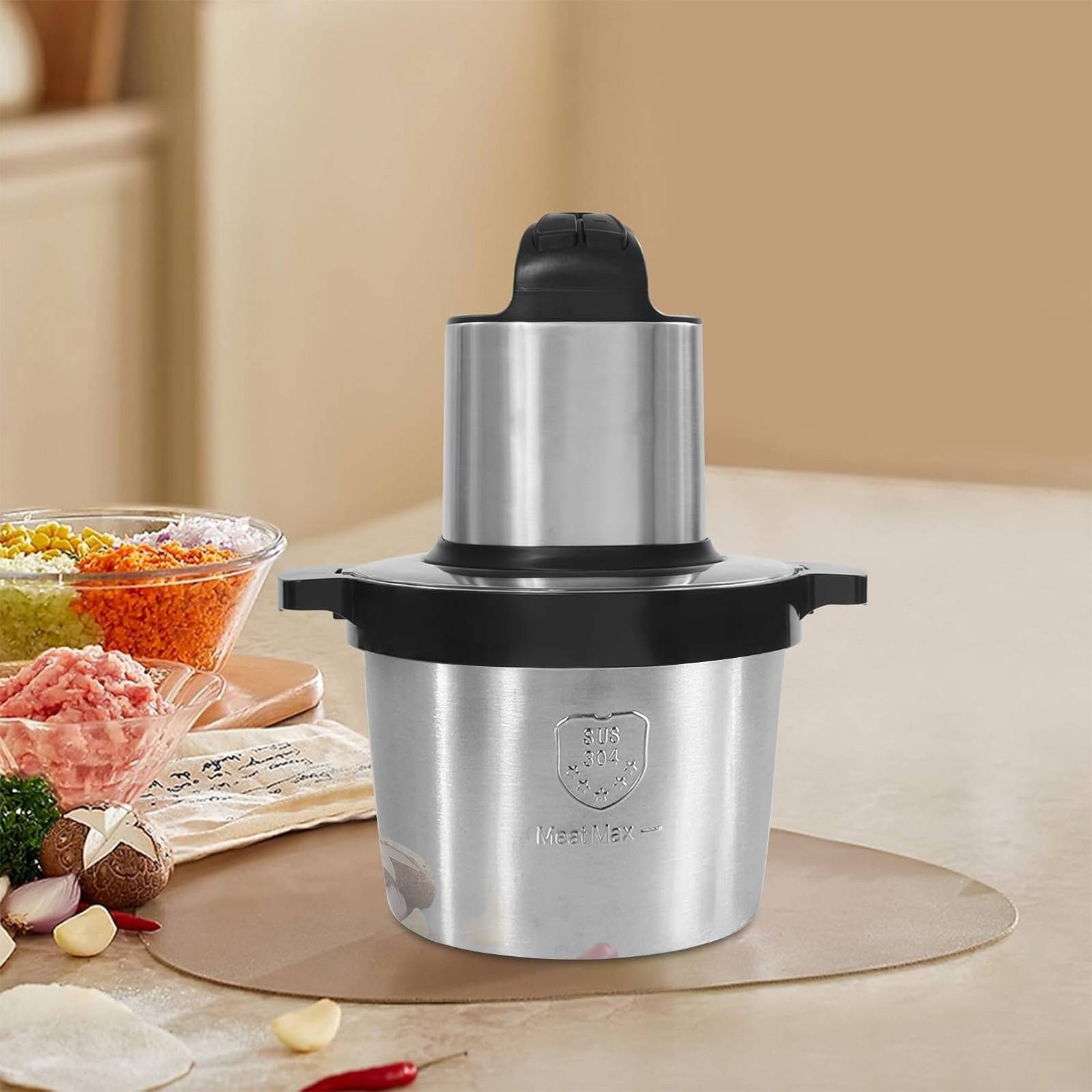 Hachoir Électrique Inox Bol 8L pour Viande Légumes 2 Vitesse-1