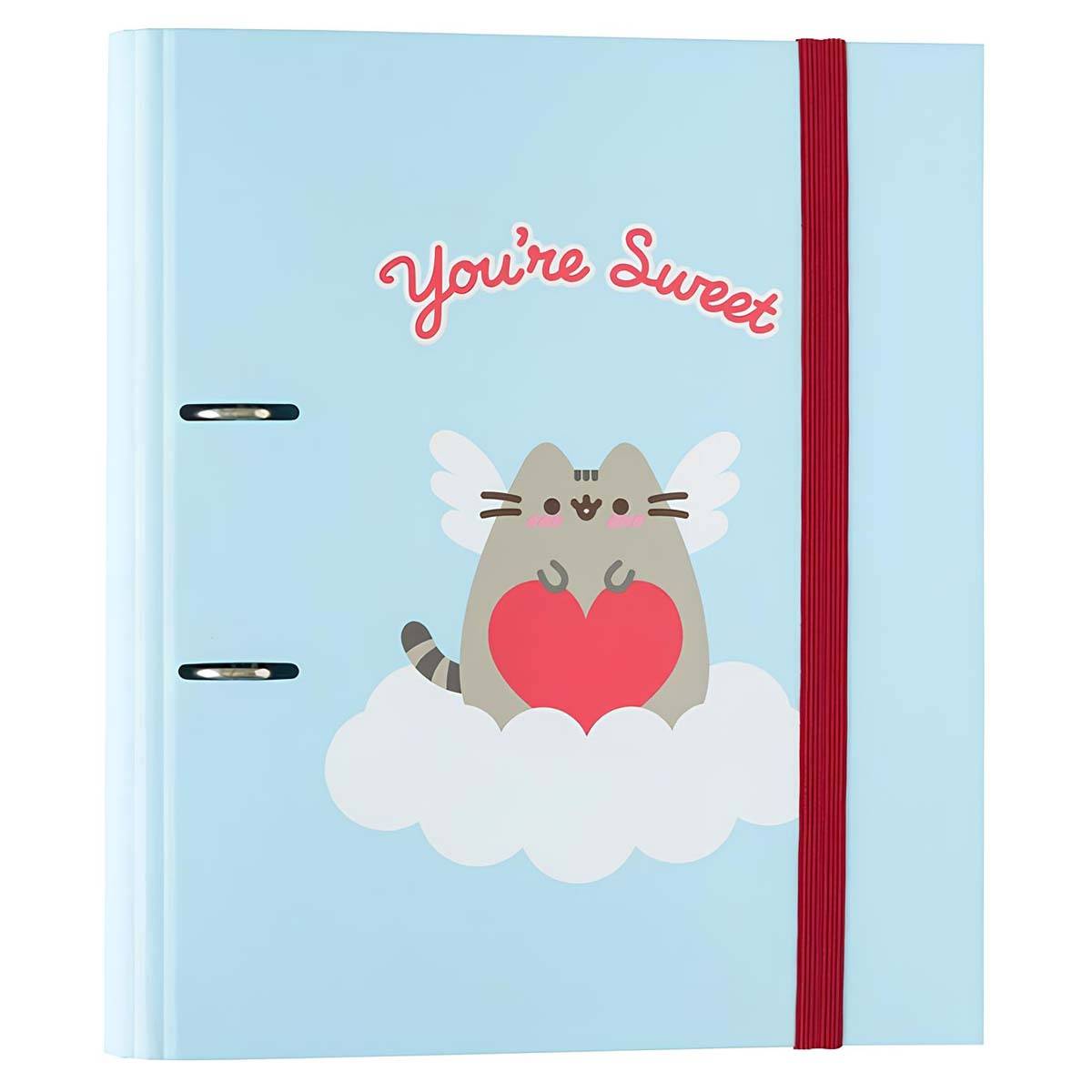 Classeur A4 2 Anneaux Collection Purrfect Love avec Élastique de Fermeture-0