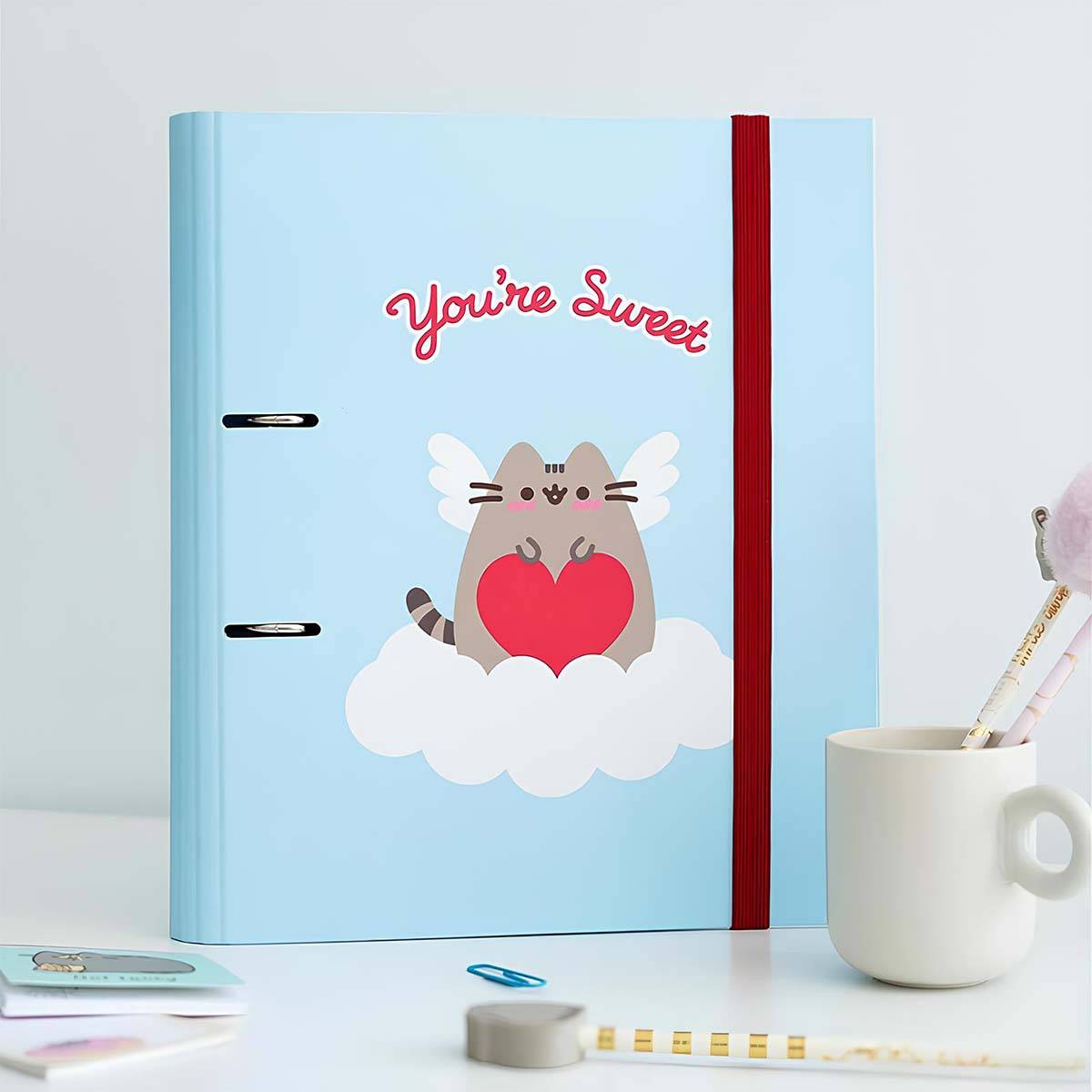 Classeur A4 2 Anneaux Collection Purrfect Love avec Élastique de Fermeture-3
