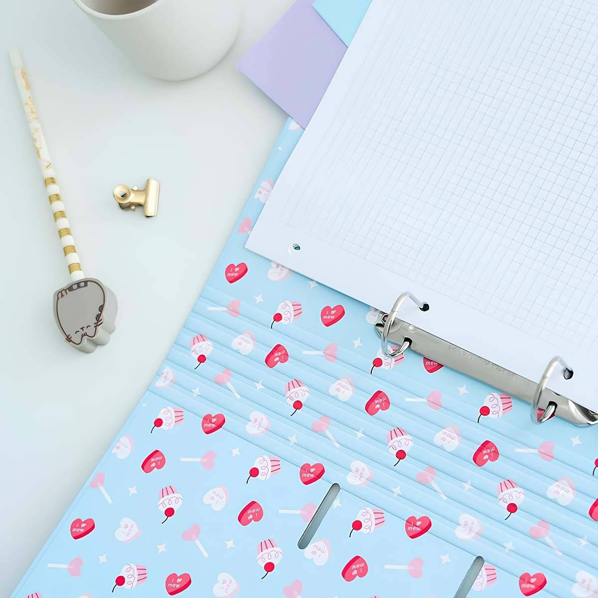 Classeur A4 2 Anneaux Collection Purrfect Love avec Élastique de Fermeture-4