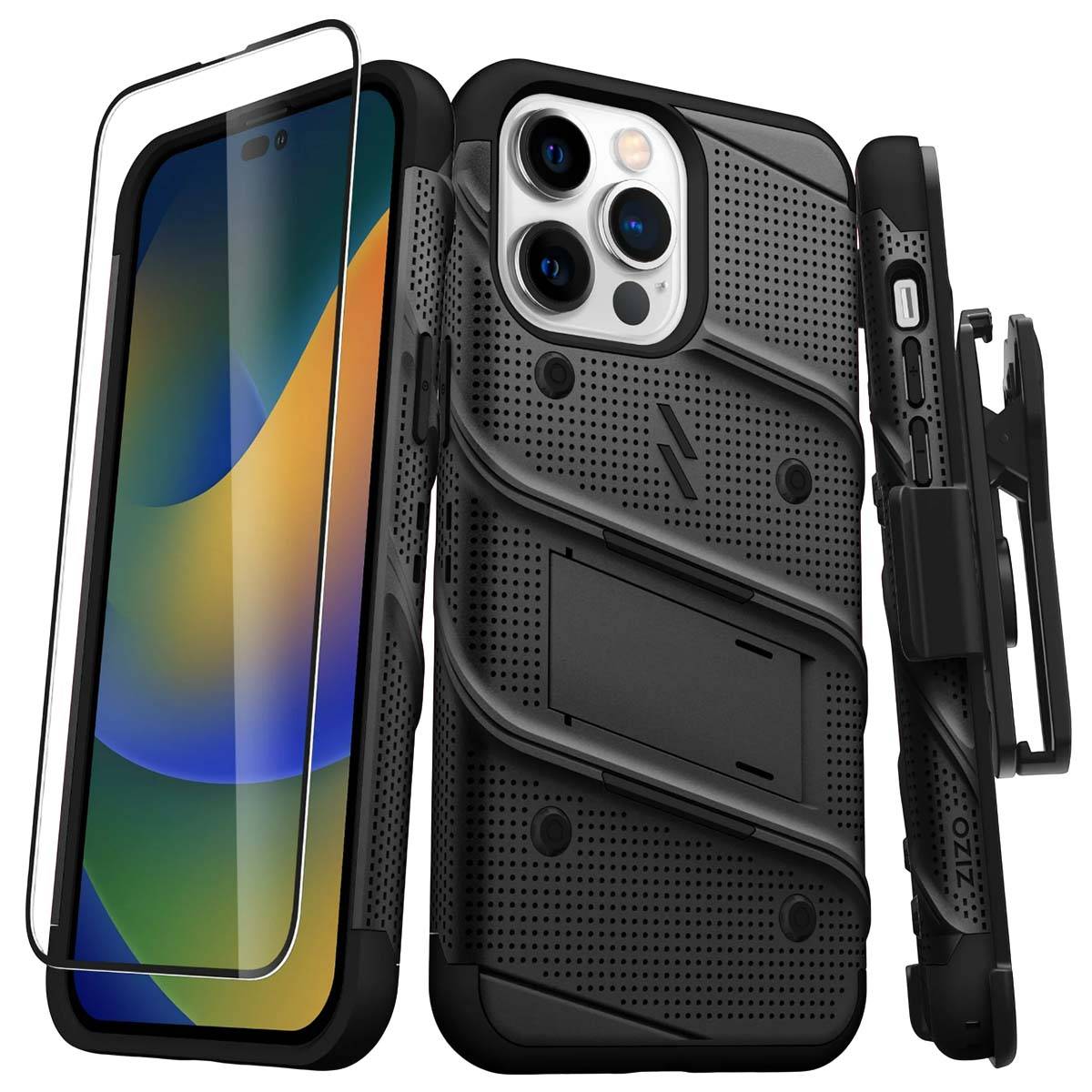 Coque Blindé Bolt iPhone 14 Pro Max avec Support Verre Trempé 9H Ultra Résistant-0