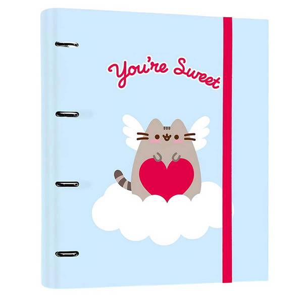 Classeur A4 4 Anneaux Collection Purrfect Love avec Élastique de Fermeture