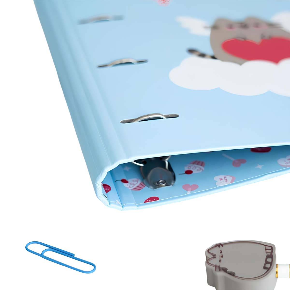 Classeur A4 4 Anneaux Collection Purrfect Love avec Élastique de Fermeture-1