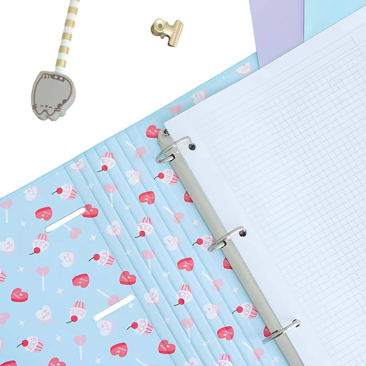 Classeur A4 4 Anneaux Collection Purrfect Love avec Élastique de Fermeture-2