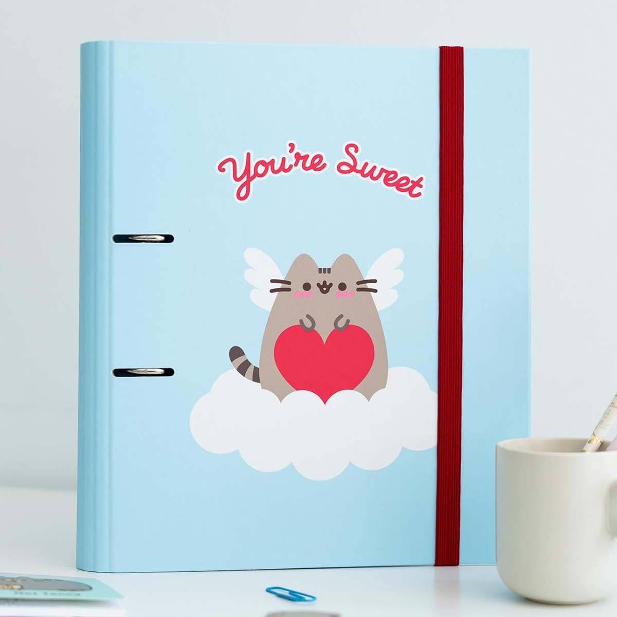 Classeur A4 4 Anneaux Collection Purrfect Love avec Élastique de Fermeture-3