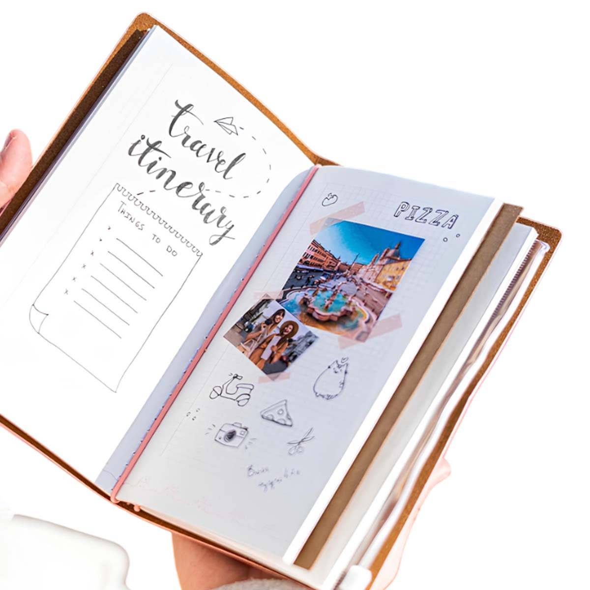 Carnet de Voyage Format B6 avec 2 Carnets Interchangeables et Pochette-4