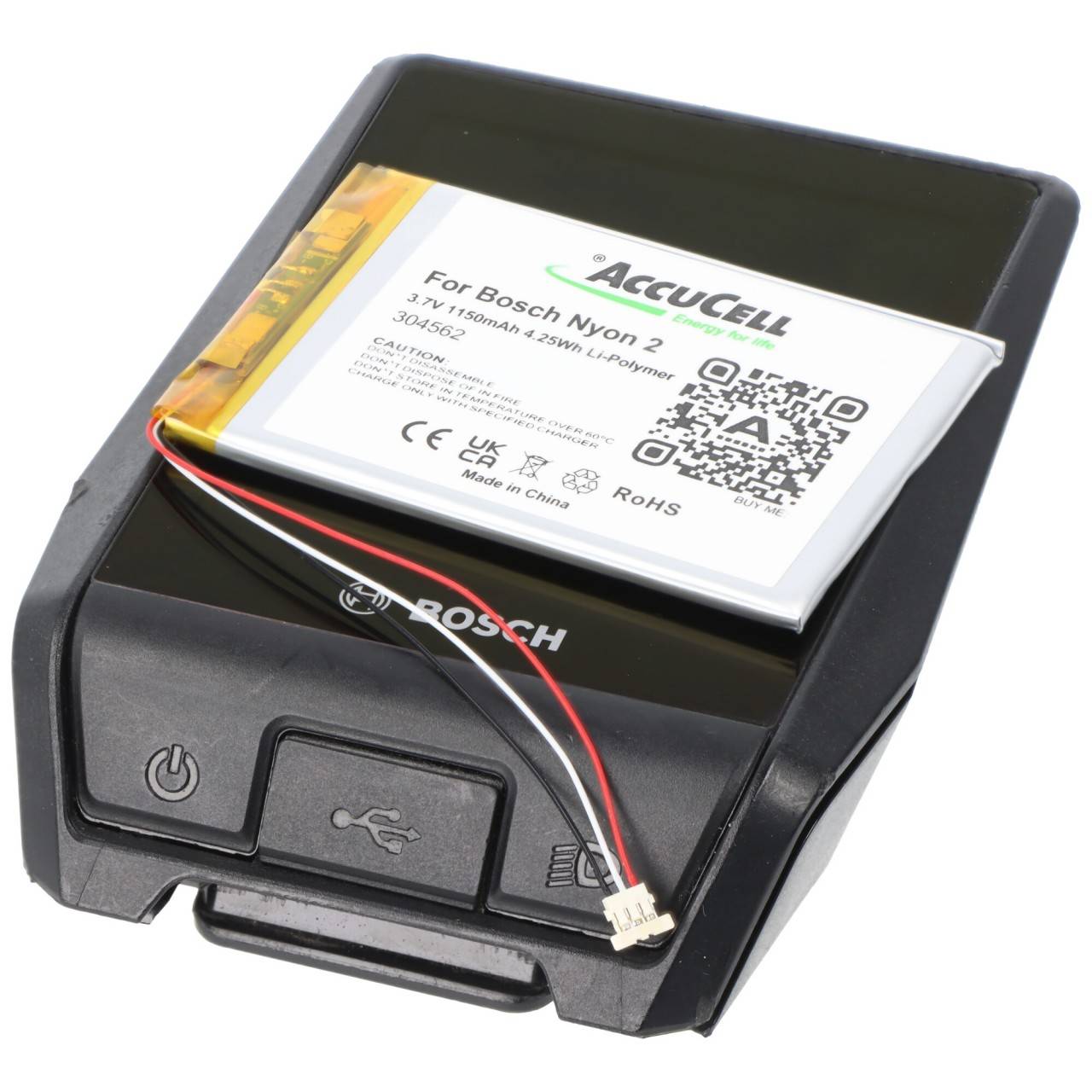 Batterie AccuCell compatible pour Bosch Nyon 2, 3,7 V 1150 mAh, IP304562, 1ICP3/45/62-2
