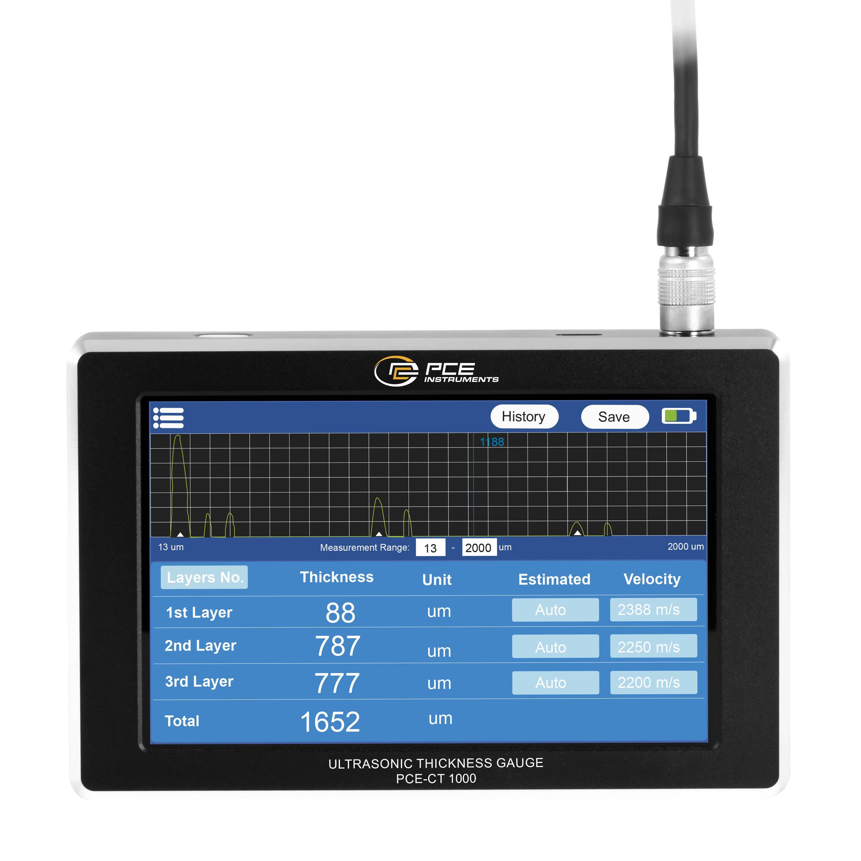 PCE Instruments PCE-CT 1000 Appareil de mesure d'épaisseur de couche 13 - 5500 µm-1