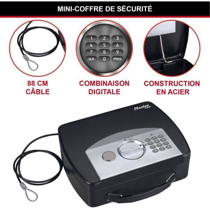 MASTER LOCK Coffre-fort Compact et Portable [Combinaison] [Câble de Fixation] P008EML-3