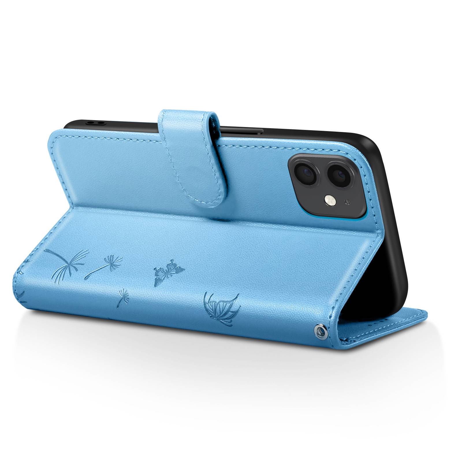 Étui Portefeuille pour iPhone 11 Premium Design Fleurs Papillon-2