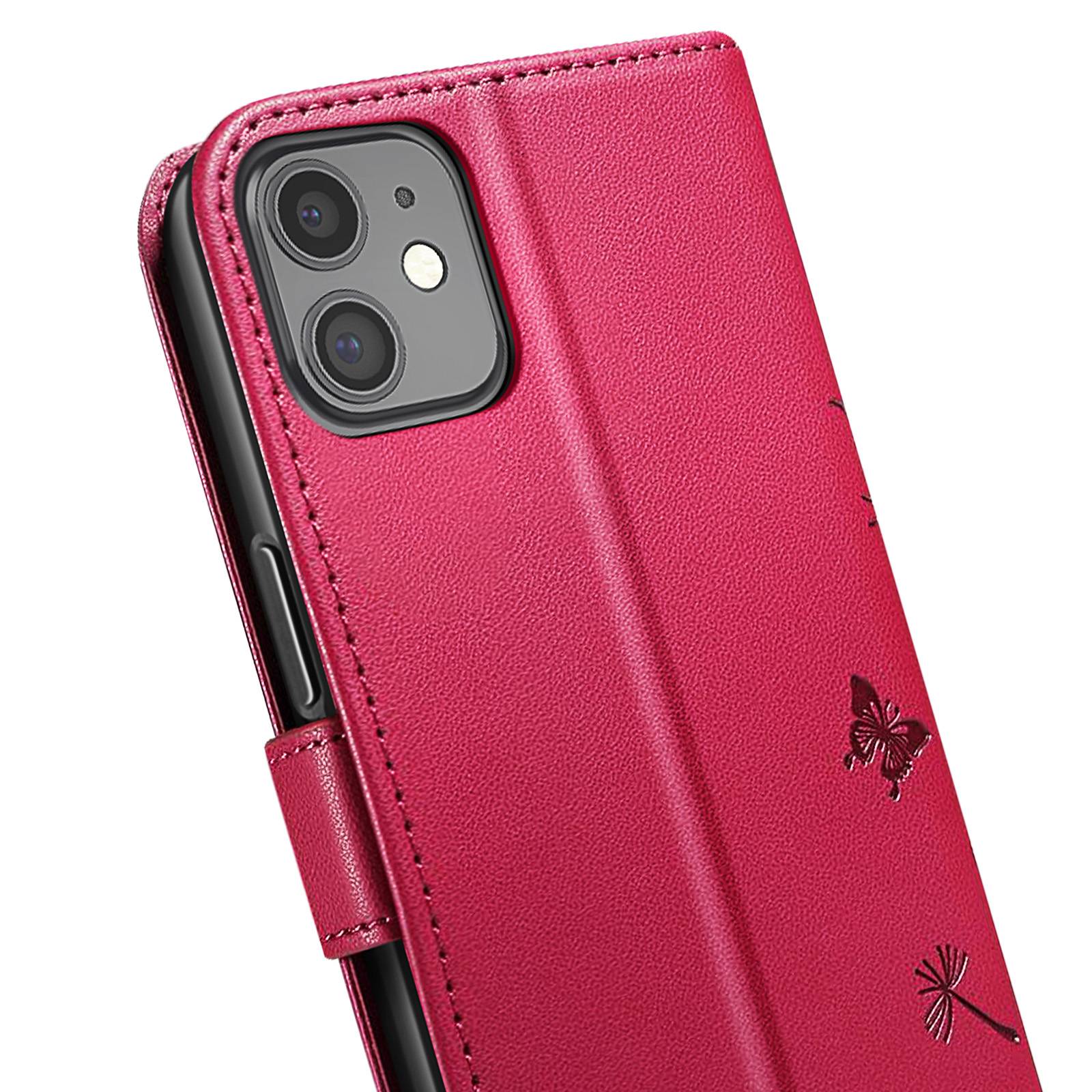 Étui Portefeuille pour iPhone 11 Premium Design Fleurs Papillon-4