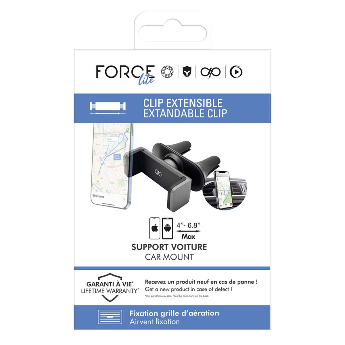 Support Voiture Universel Double Clip à Rotation 360° avec Berceau Ajustable-3