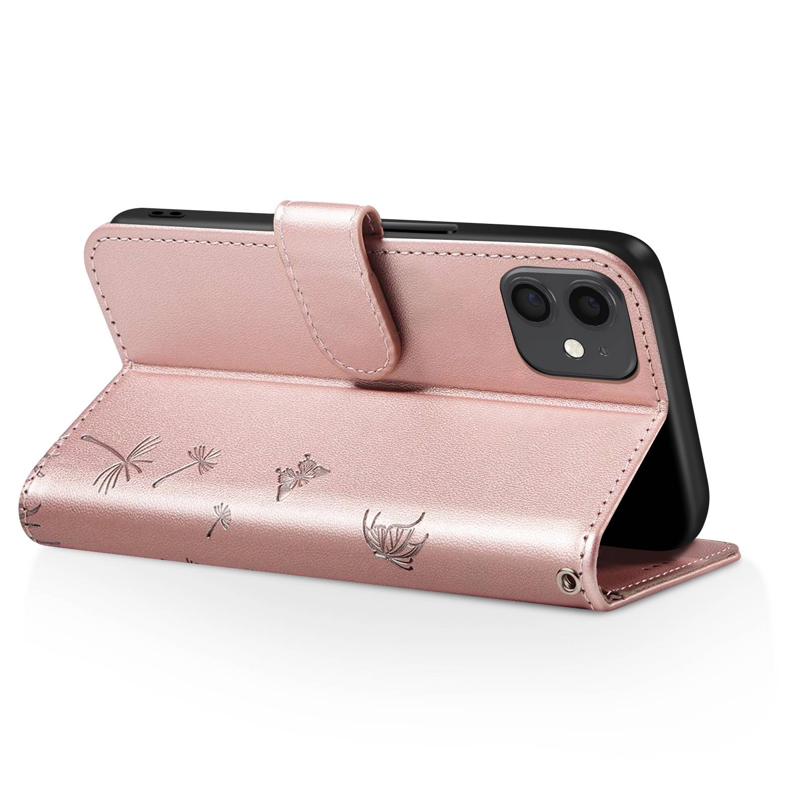 Étui Portefeuille pour iPhone 11 Premium Design Fleurs Papillon-2