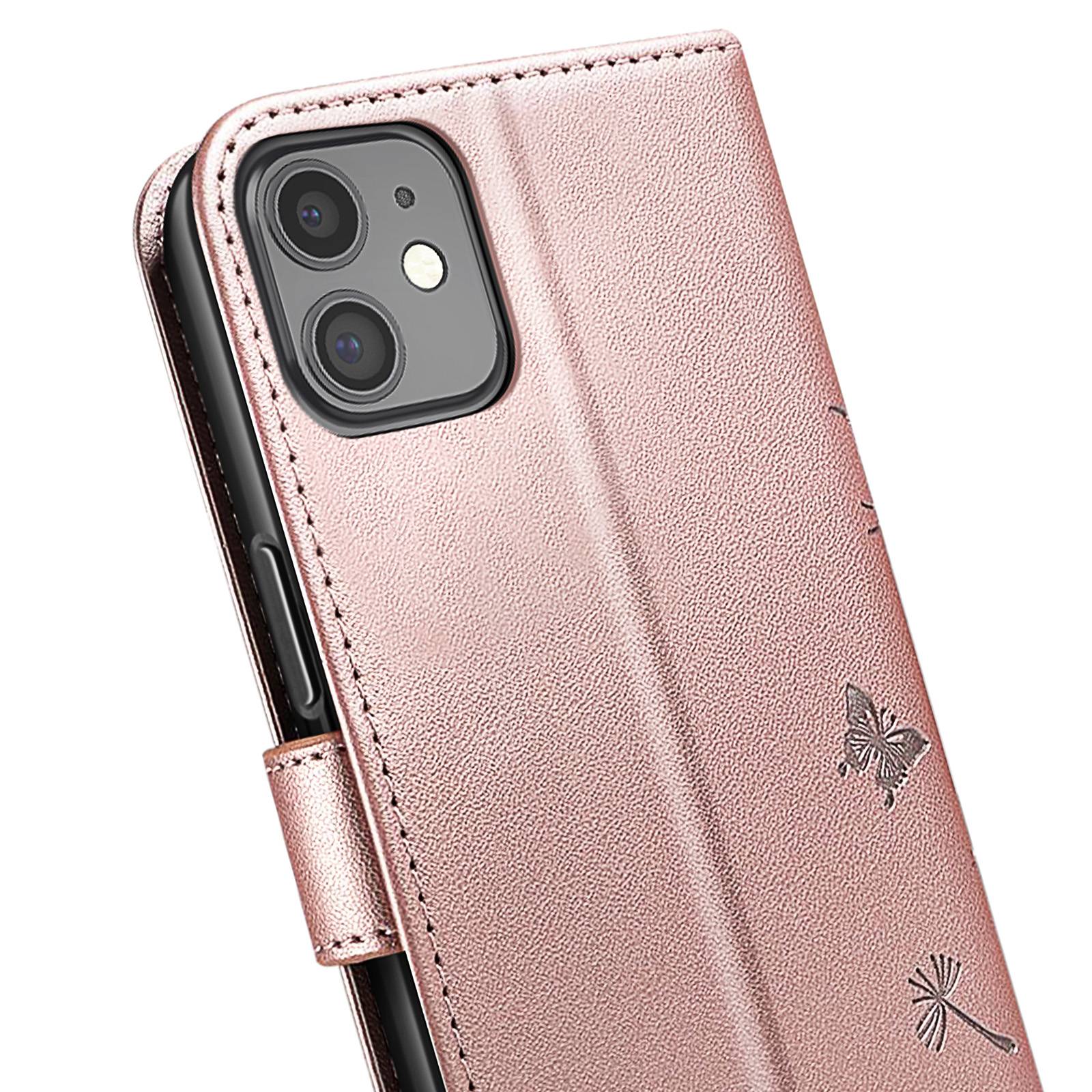 Étui Portefeuille pour iPhone 11 Premium Design Fleurs Papillon-4