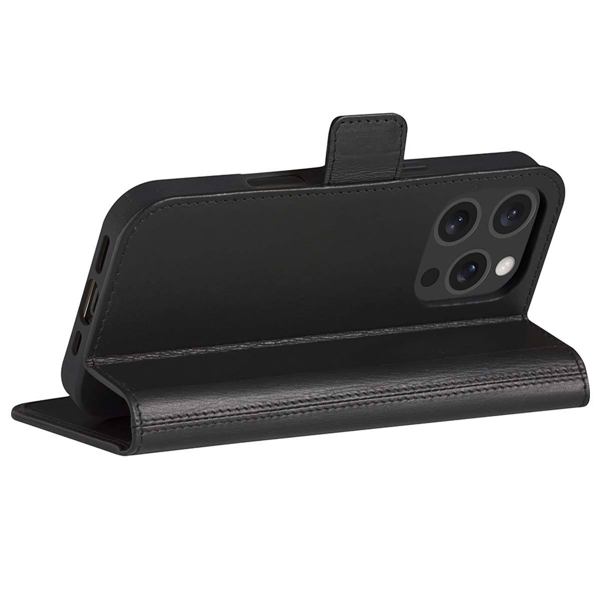 Étui Portefeuille en Cuir pour iPhone 16 Pro avec Fonction Support-3