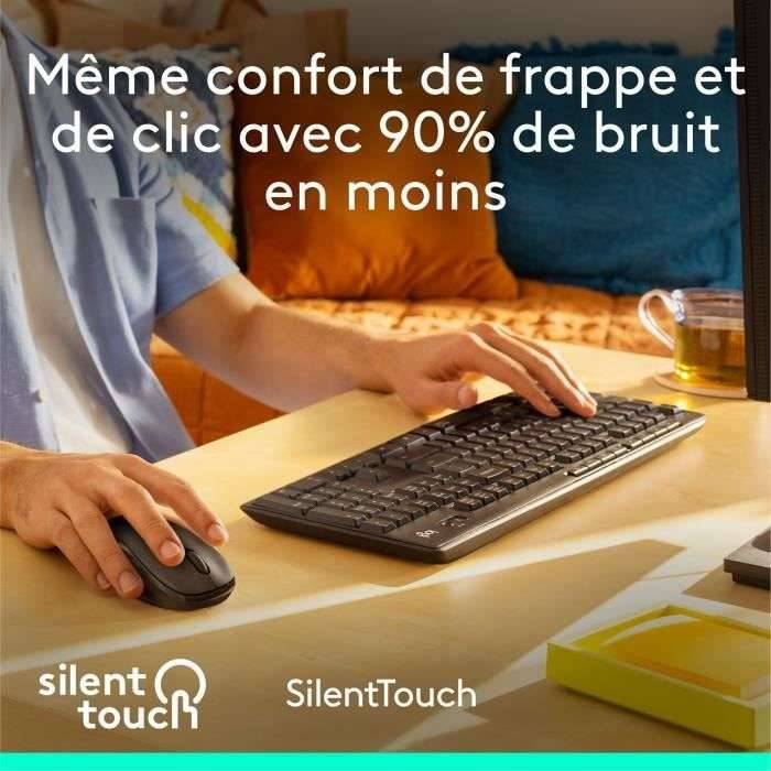 Logitech MK295 Silent, Taille réelle (100 %), Sans fil, RF sans fil, AZERTY, Graphite, Souris incluse-1
