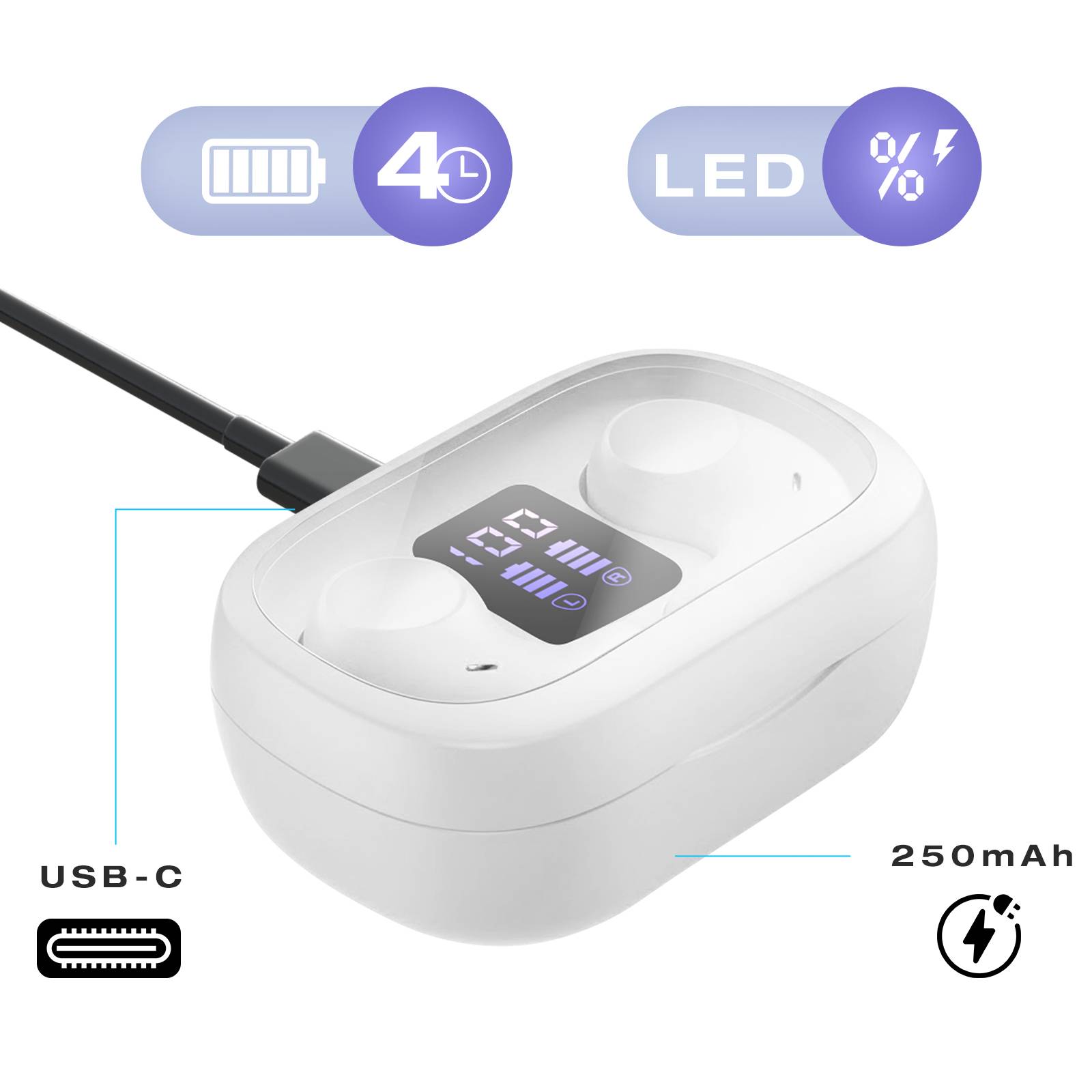 Écouteurs sans Fil Bluetooth 5.3 Stéréo avec Basses et Réduction du bruit Active-4