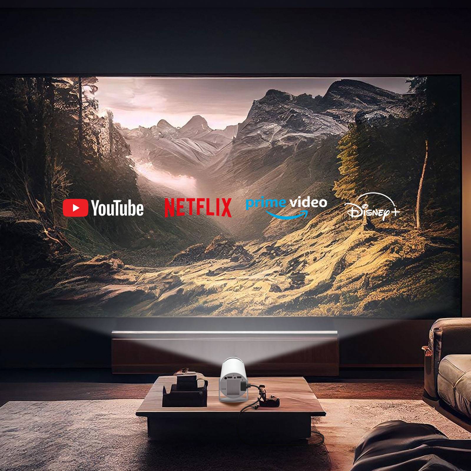 Vidéoprojecteur Android 11 avec WiFi et Bluetooth Home Cinema Orientable 180°-2