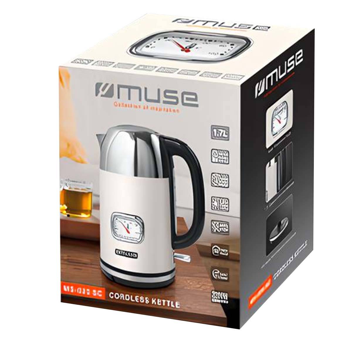 Bouilloire Électrique 1.7L 2200W en Acier Inoxydable avec Thermomètre-3