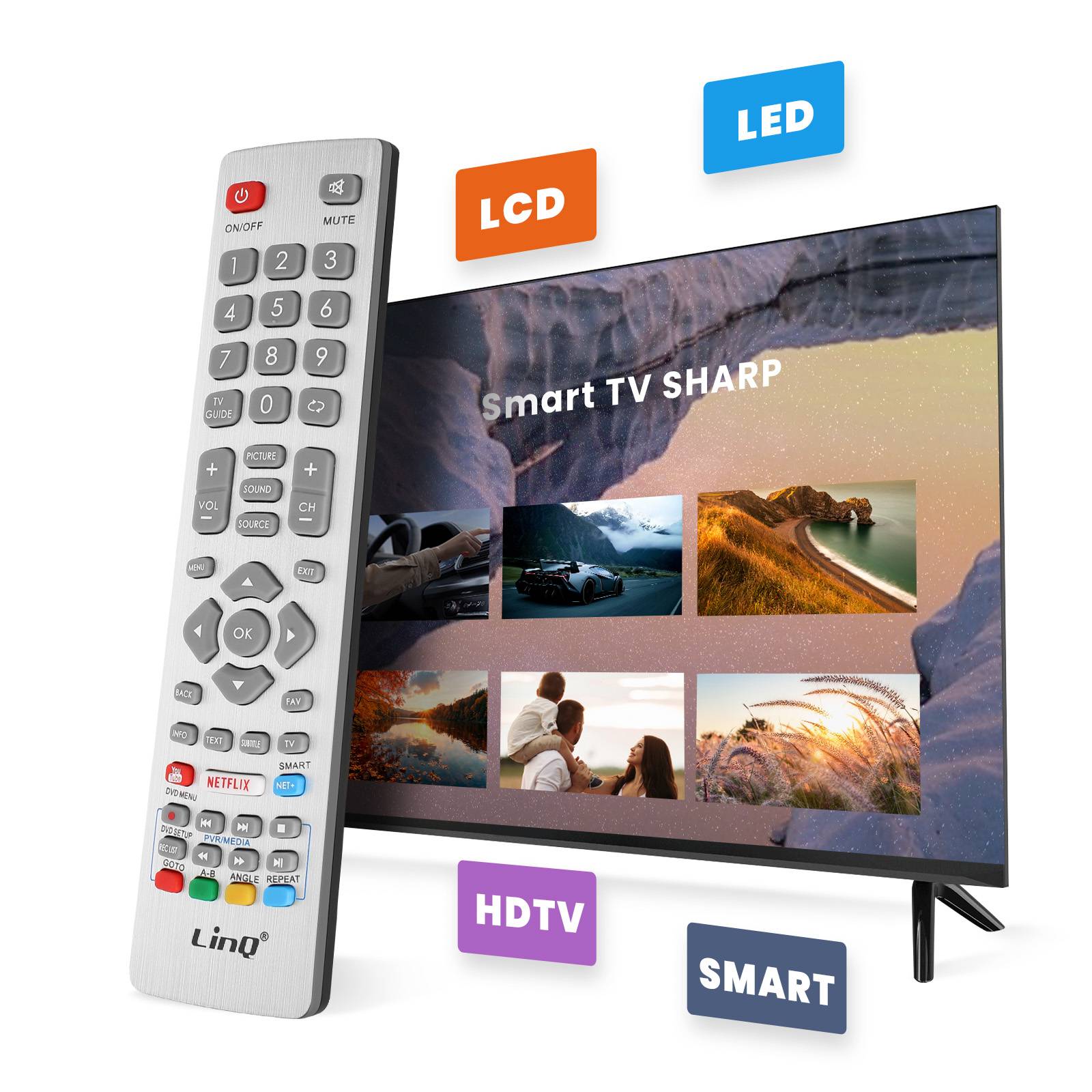 Télécommande Universelle pour Téléviseur Sharp Touches Complètes Portée 8m-2