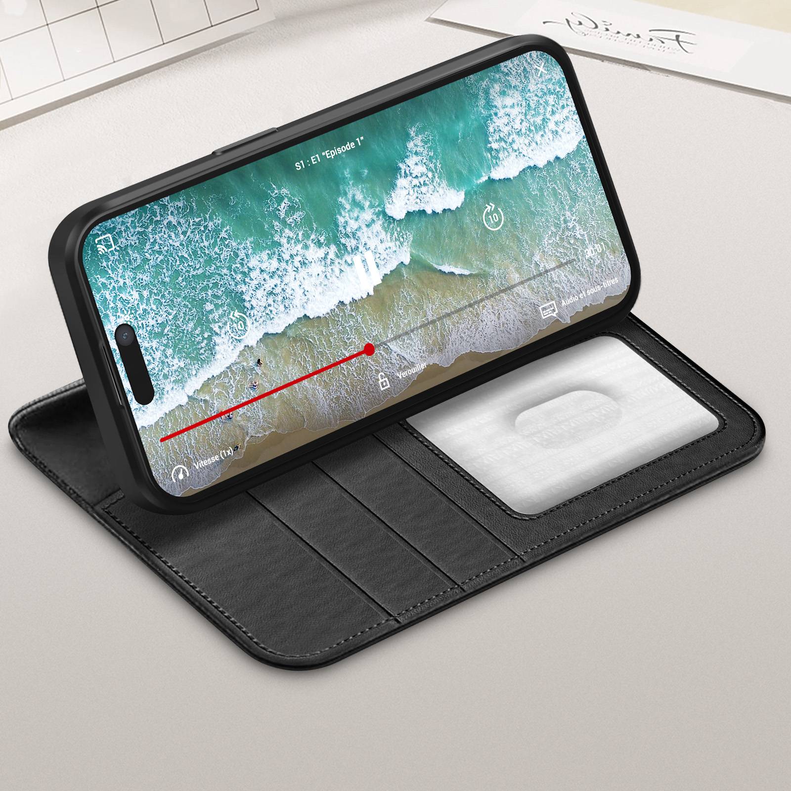 Étui pour iPhone 15 Plus Série Urban Wallet avec Porte-cartes et Support Vidéo-3