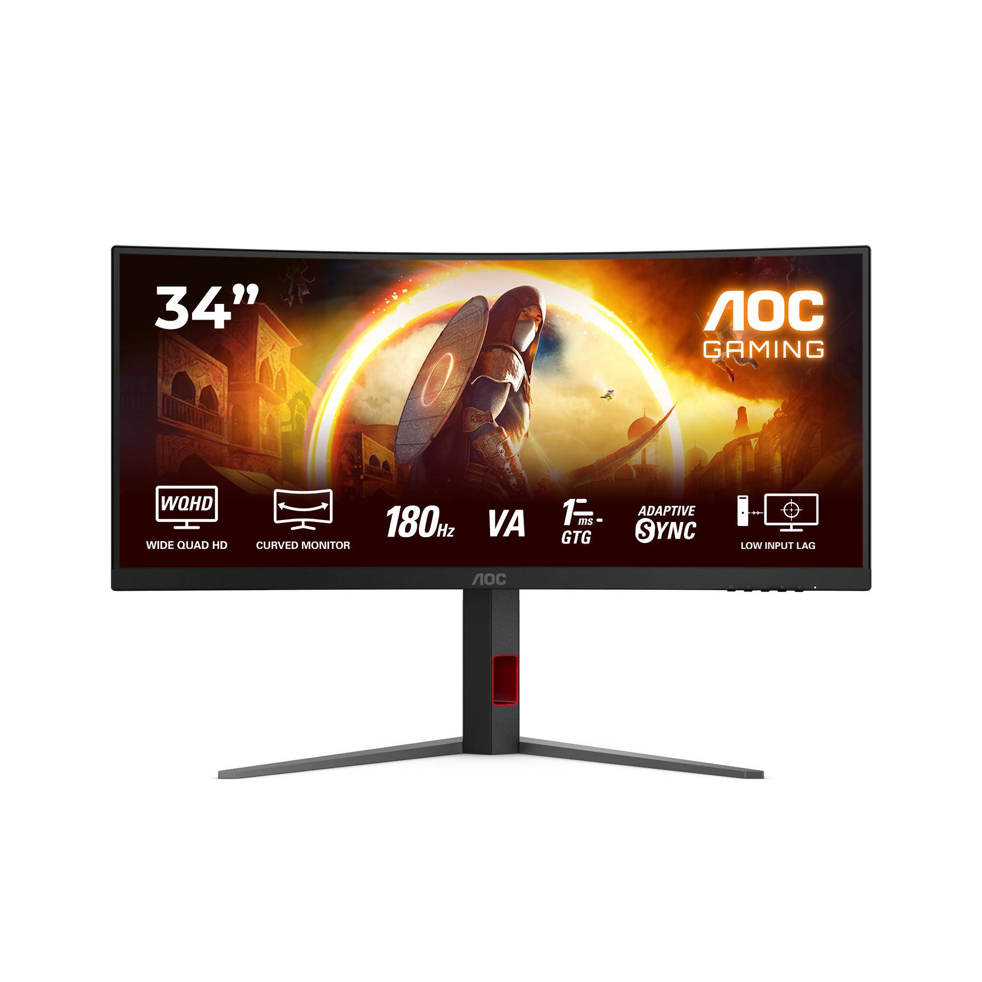 AOC G4 CU34G4, 86,4 cm (34"), 3440 x 1440 pixels, Wide Quad HD, LED, 1 ms, Noir, Rouge-0