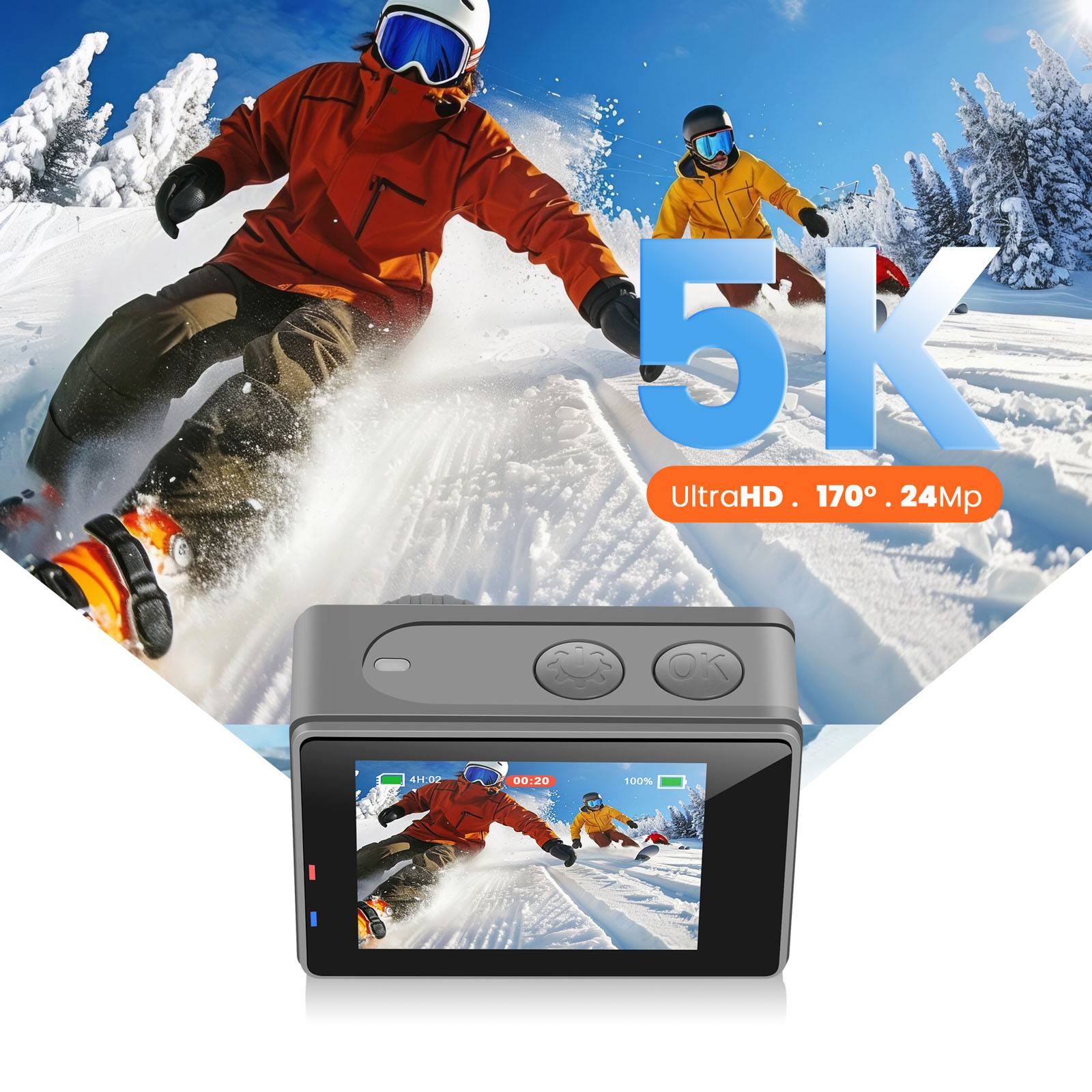 Caméra Sport Ultra HD 5K GoPro 24MP Étanche jusqu'à 30m avec Double Écran-3