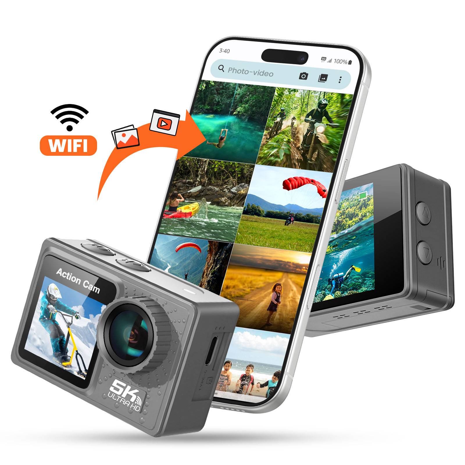 Caméra Sport Ultra HD 5K GoPro 24MP Étanche jusqu'à 30m avec Double Écran-4