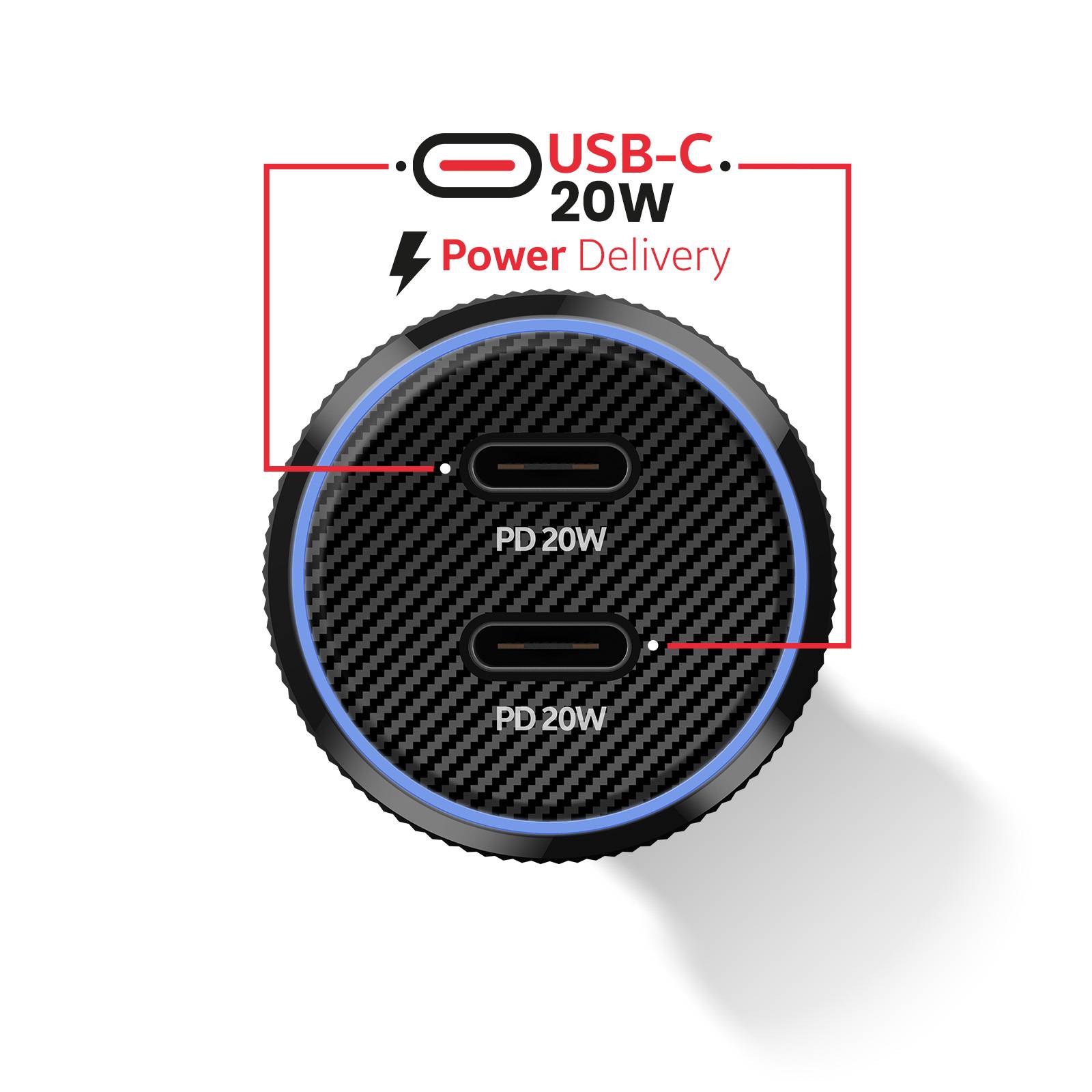 Chargeur Voiture Fast Charging 20W 2x USB-C Power Delivery-2