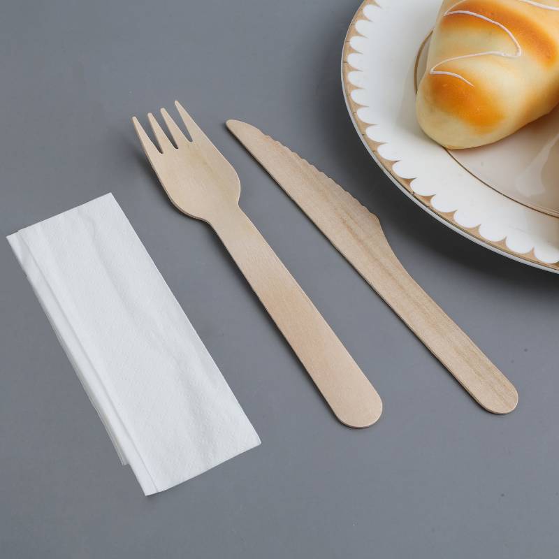 Set de Couverts en Bois 3 Pièces : Couteau, Fourchette , Serviette - Lot de 250-2