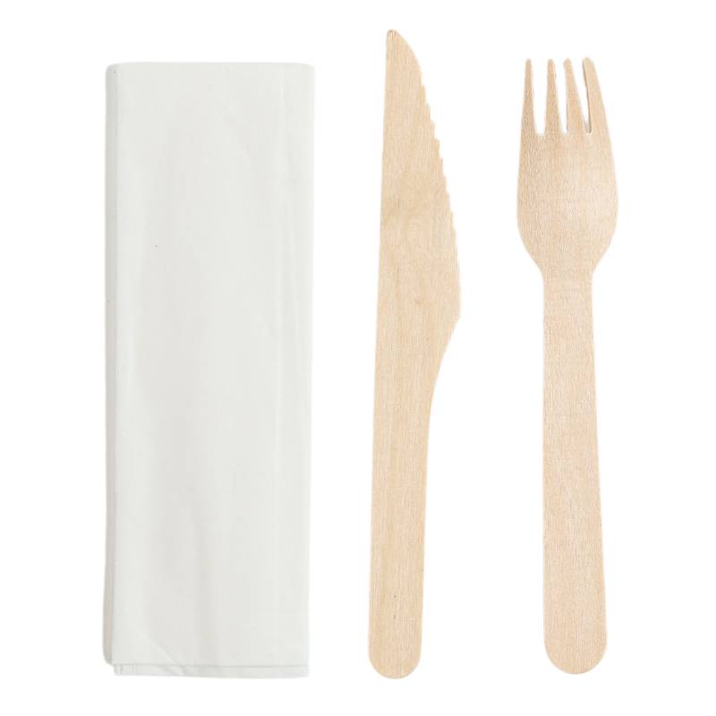Set de Couverts en Bois 3 Pièces : Couteau, Fourchette , Serviette - Lot de 250-3