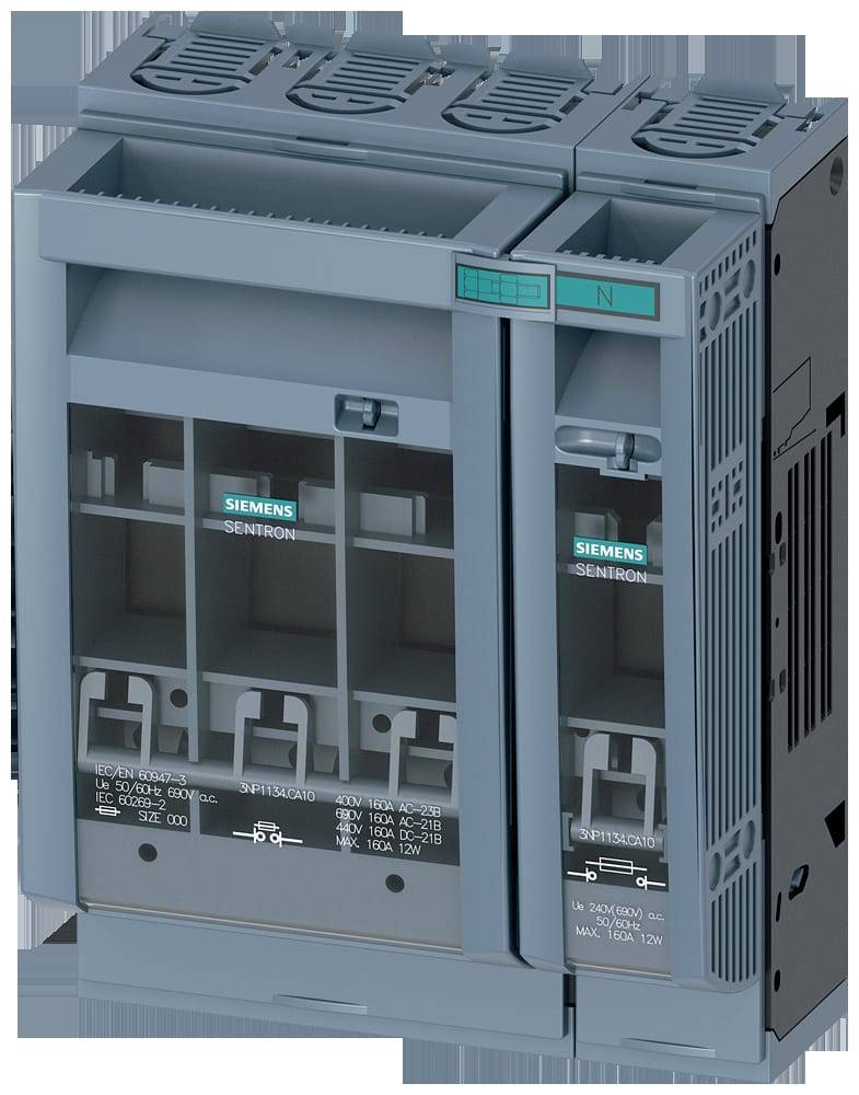 Siemens 3NP11341CA10 Interrupteur-sectionneur à fusibles Taille du fusible = 00 160 A 690 V/AC, 440 V/DC 1 pc(s)-0