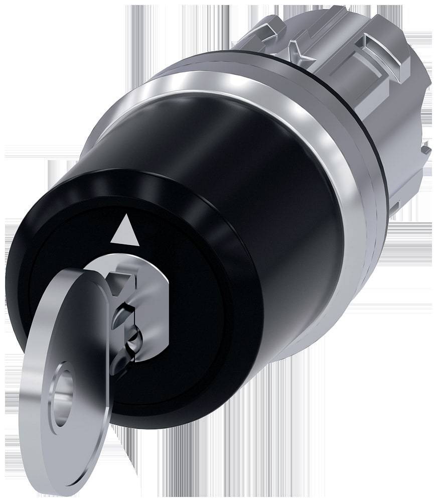 Siemens 3SU10505JL010AA0 3SU1050-5JL01-0AA0 Commutateur à clé collerette métal, finition brillante clé argent 2 x 45 ° 1-0