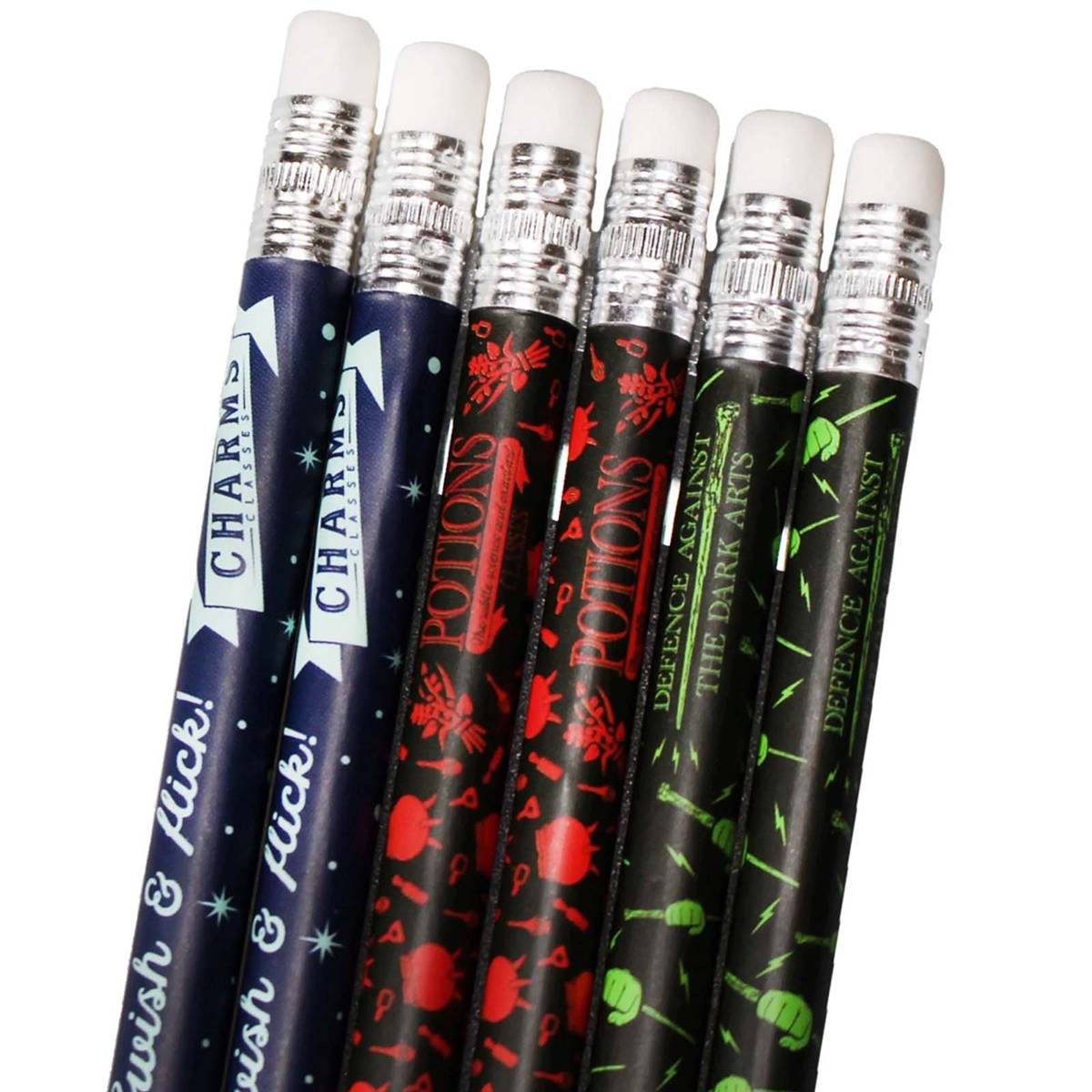 Set 6 Crayons avec Gomme Motifs Sortilèges Potions Défense-1